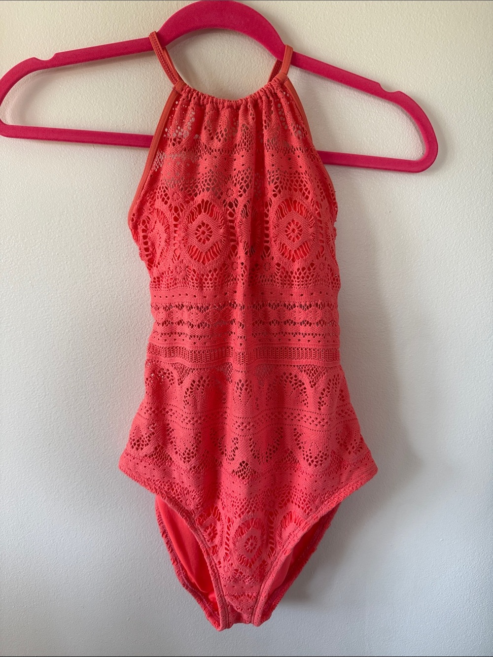 Crochet Halter One-Piece Swimsuit